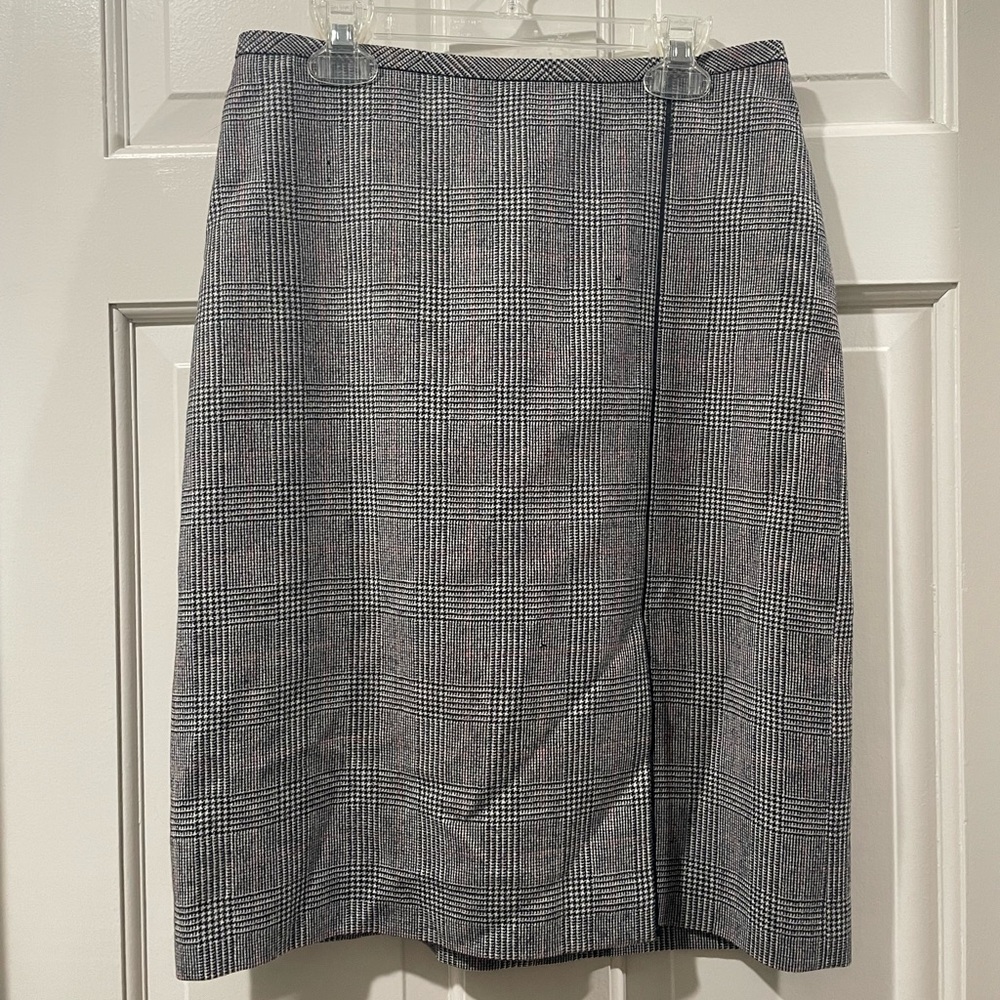 Brooks Brothers wool Gray Plaid knee length skirt